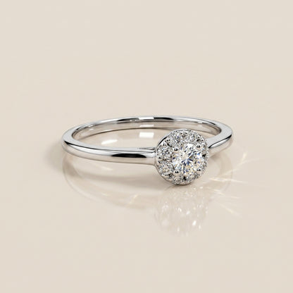 Anillo Compromiso Tipo Roseta en Oro Blanco de 14K