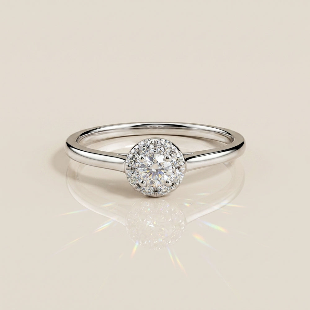 Anillo Compromiso Tipo Roseta en Oro Blanco de 14K