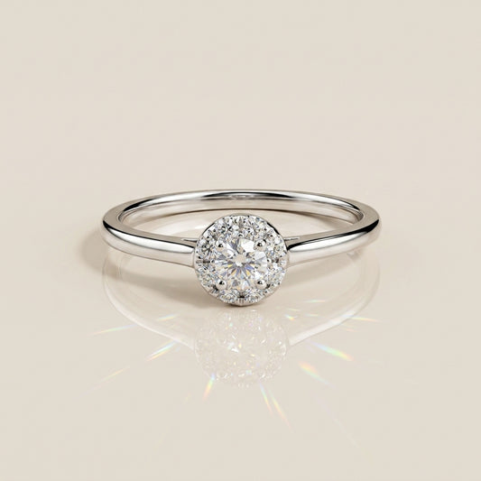 Anillo Compromiso Tipo Roseta en Oro Blanco de 14K