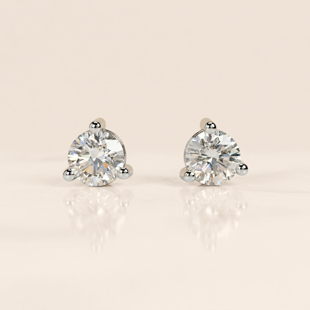 Broqueles Sencillos de Diamantes con 1.45 CTS Total en Oro Blanco de 14K