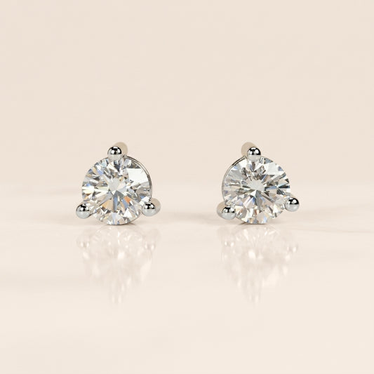 Broqueles Sencillos de Diamantes en Oro Blanco de 14K
