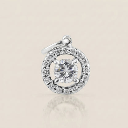 Dije Halo de Diamantes en Oro Blanco de 14K