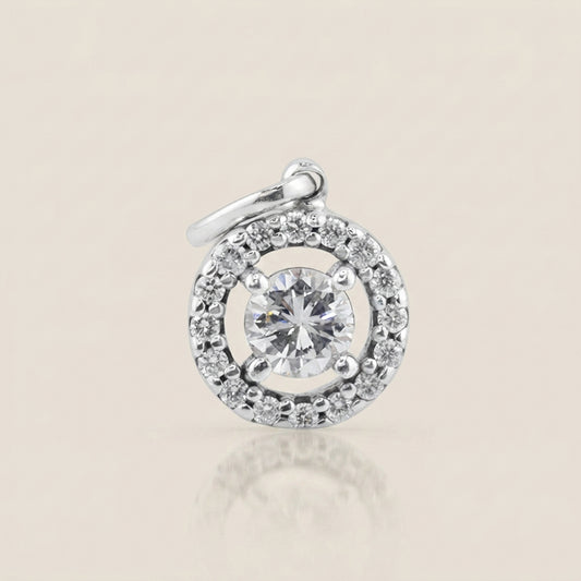 Dije Halo de Diamantes en Oro Blanco de 14K