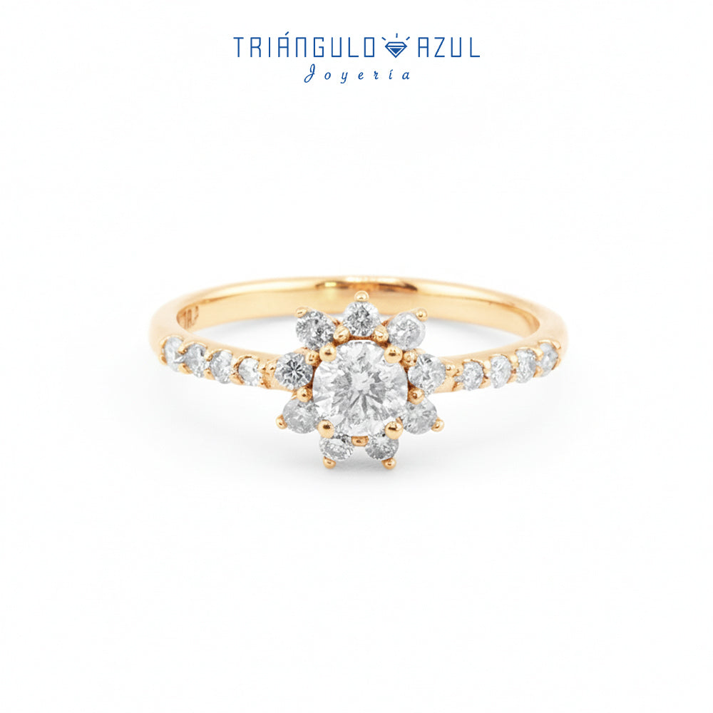 Anillo Estrella de Diamantes con 0.83 CTS Total en Oro Amarillo de 14K