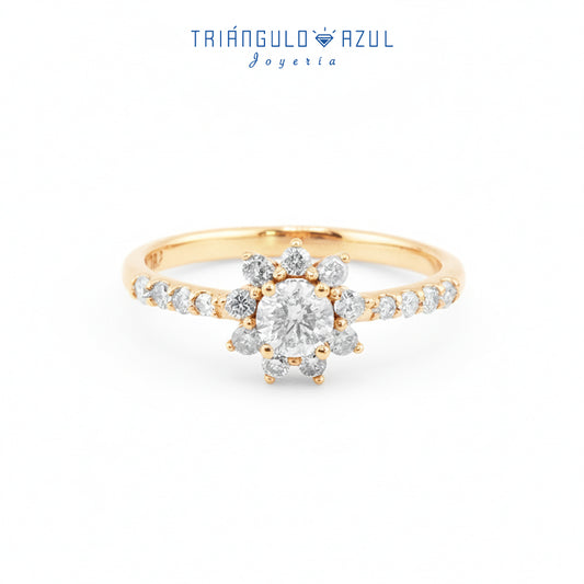 Anillo Estrella de Diamantes con 0.83 CTS Total en Oro Amarillo de 14K