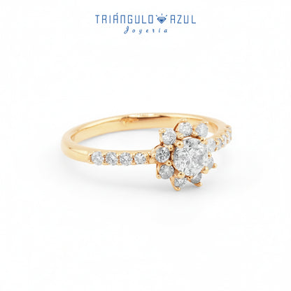 Anillo Estrella de Diamantes con 0.83 CTS Total en Oro Amarillo de 14K