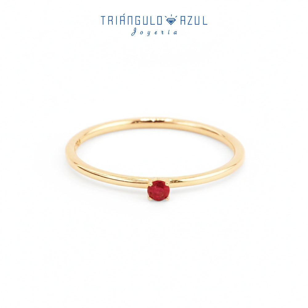 Anillo Solitario de Rubí con 0.12 CTS Total en Oro Amarillo de 14K