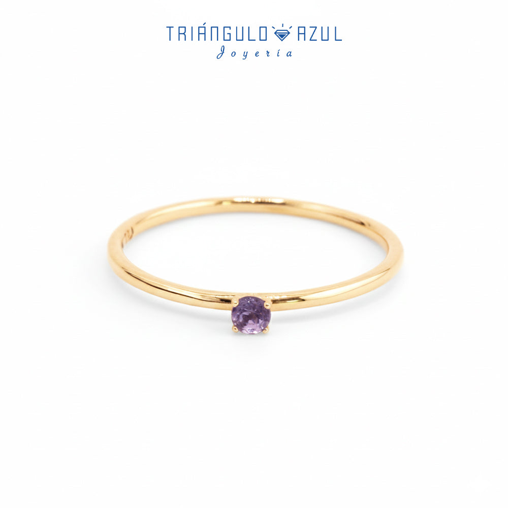 Anillo Solitario de Tanzanita con 0.10 CTS Total en Oro Amarillo de 14K