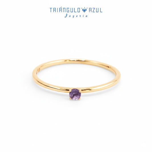 Anillo Solitario de Tanzanita con 0.10 CTS Total en Oro Amarillo de 14K