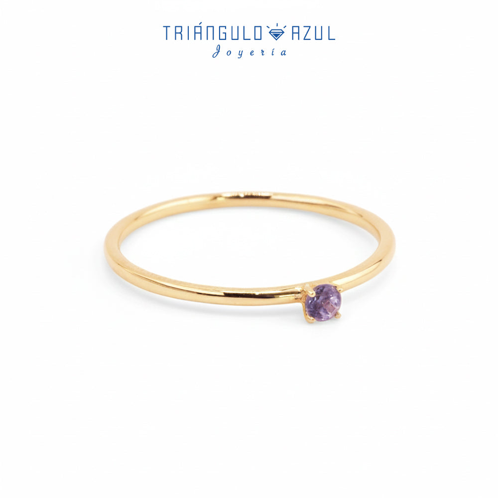 Anillo Solitario de Tanzanita con 0.10 CTS Total en Oro Amarillo de 14K