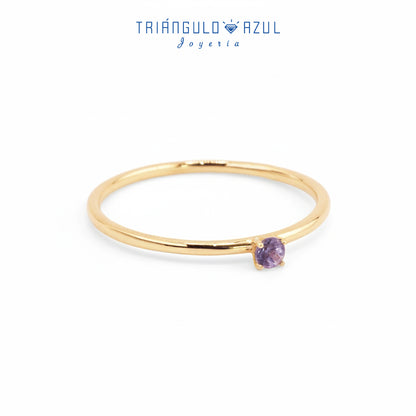 Anillo Solitario de Tanzanita con 0.10 CTS Total en Oro Amarillo de 14K