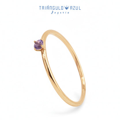 Anillo Solitario de Tanzanita con 0.10 CTS Total en Oro Amarillo de 14K