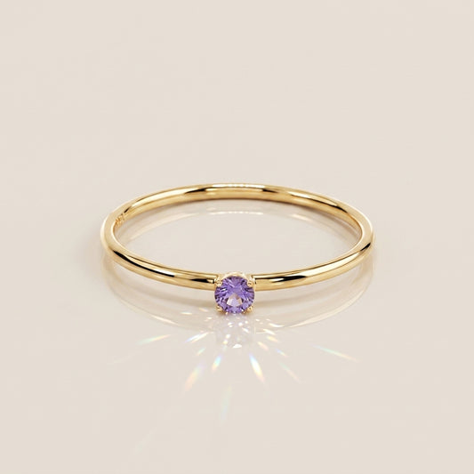 Anillo Solitario de Tanzanita en Oro Amarillo de 14K