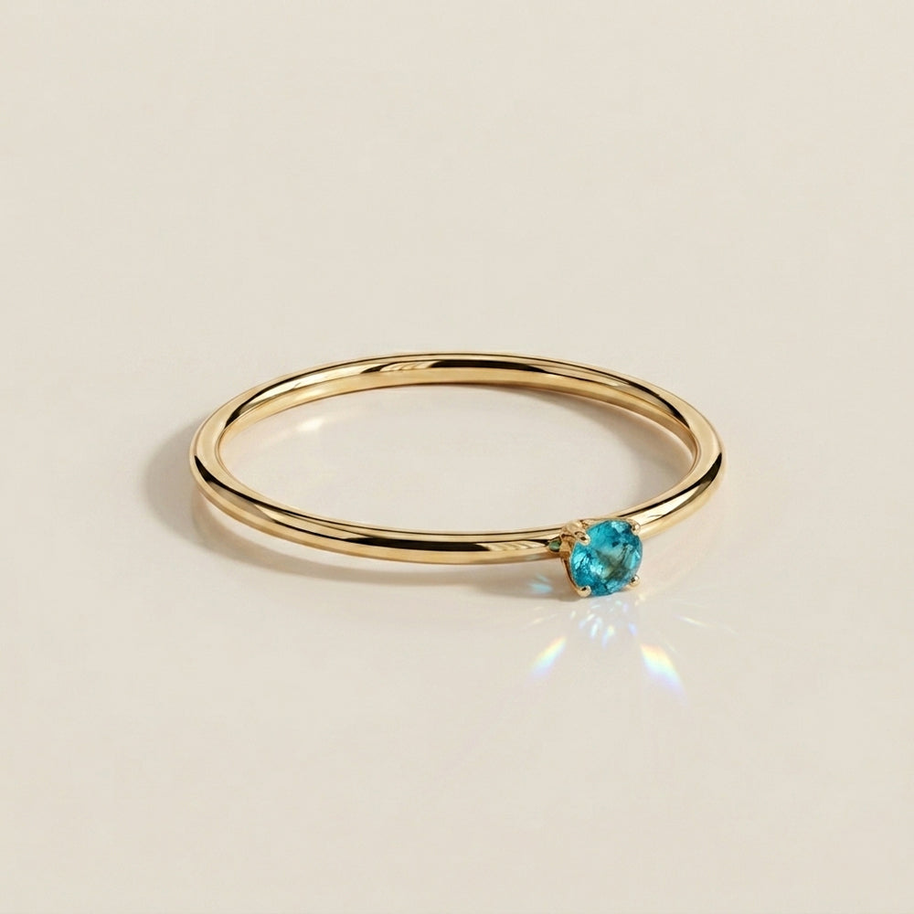 Anillo Solitario de Aquamarina en Oro Amarillo de 14K