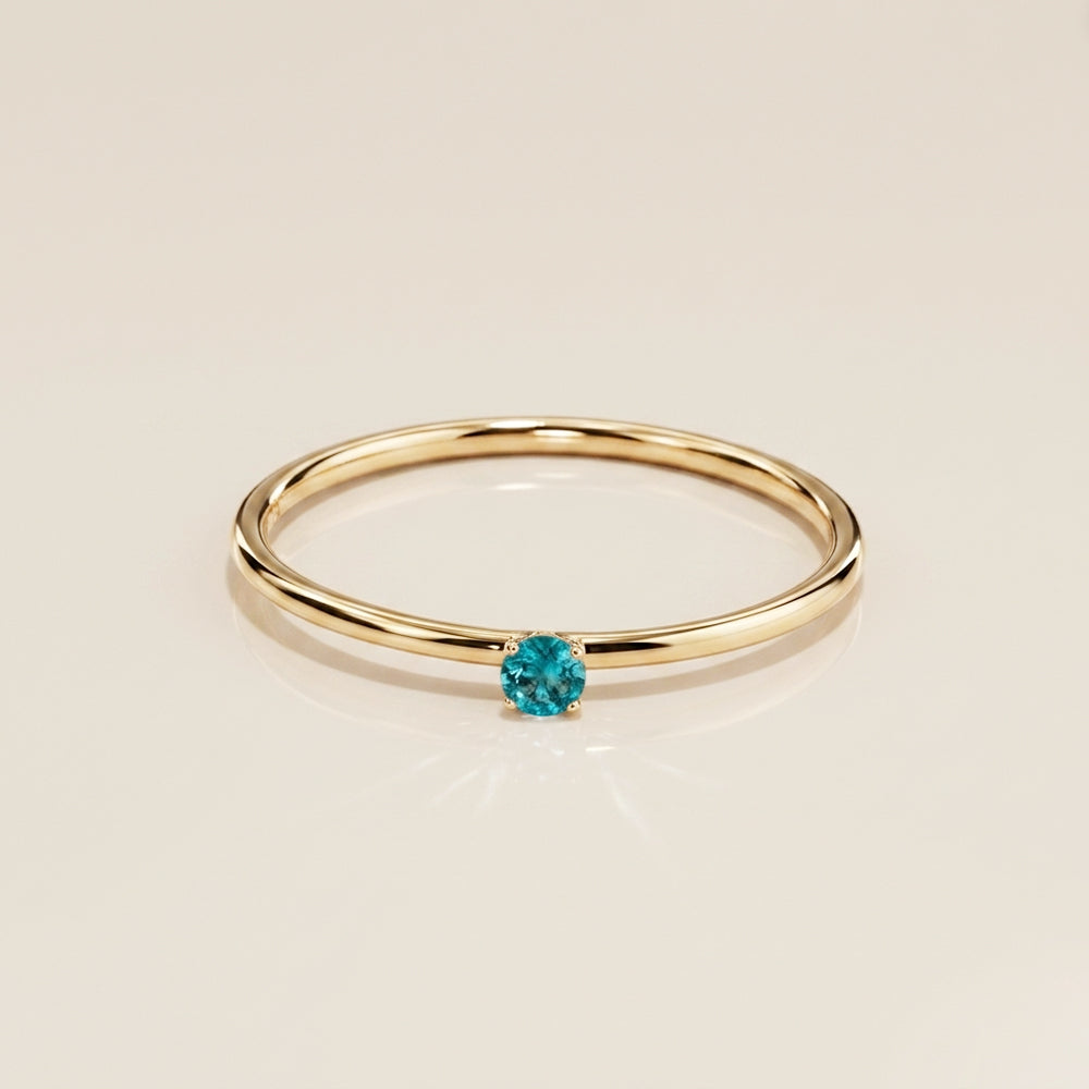 Anillo Solitario de Aquamarina en Oro Amarillo de 14K