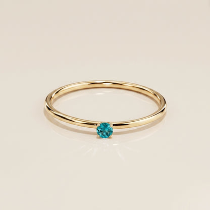 Anillo Solitario de Aquamarina en Oro Amarillo de 14K