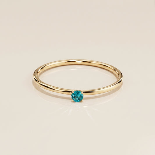 Anillo Solitario de Aquamarina en Oro Amarillo de 14K