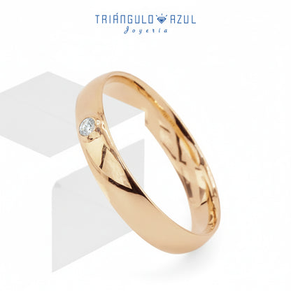 Argolla Caballero de Diamante con 0.04 CTS Total en Oro Amarillo de 14K