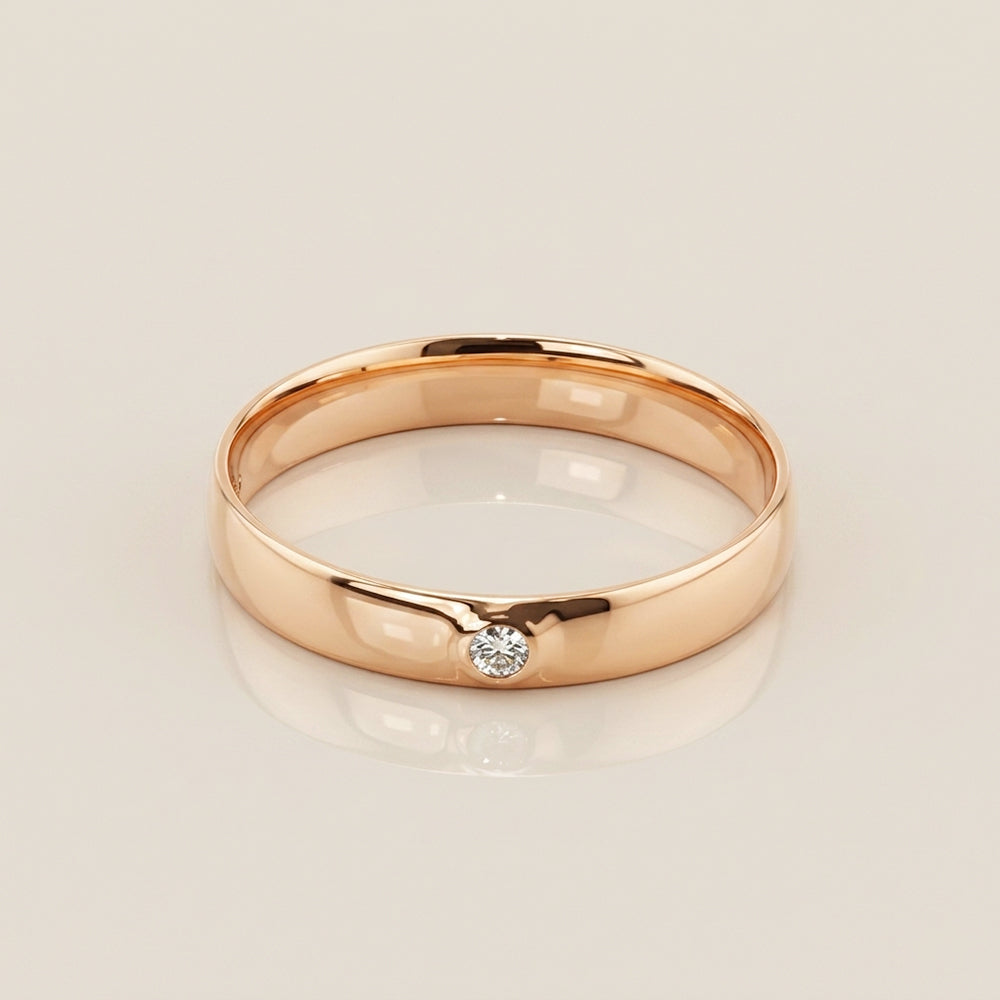 Argolla Caballero con Diamante en Oro Amarillo de 14K