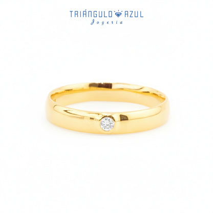 Argolla Dama Media Caña de Diamante con 0.03 CTS Total en Oro Amarillo de 14K