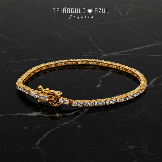 Pulseras Tenis Doble Eslabón con Diamantes con 2.76 CTS Total en Oro Amarillo de 14K