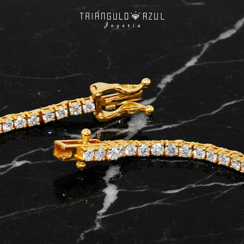 Pulseras Tenis Doble Eslabón con Diamantes con 2.76 CTS Total en Oro Amarillo de 14K