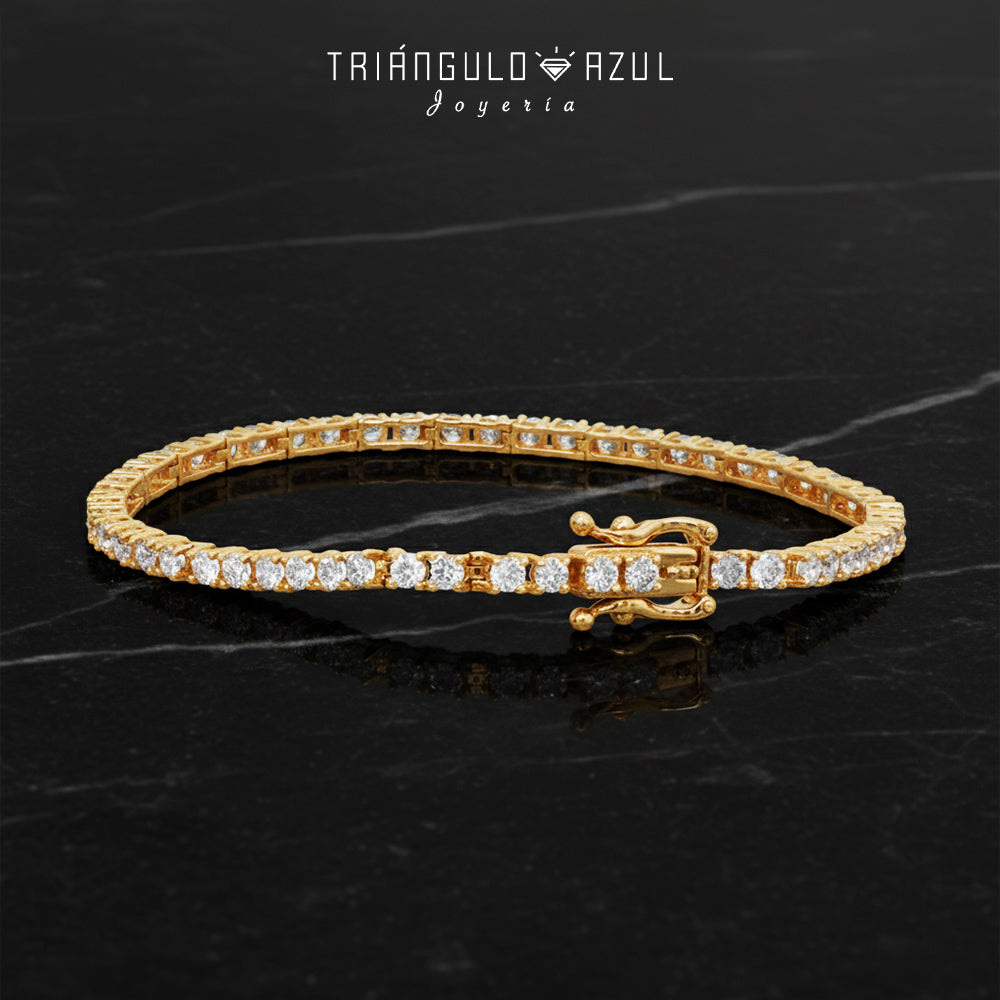 Pulsera Tenis Doble Eslabón con Diamantes con 4.65 CTS Total en Oro Amarillo de 14K