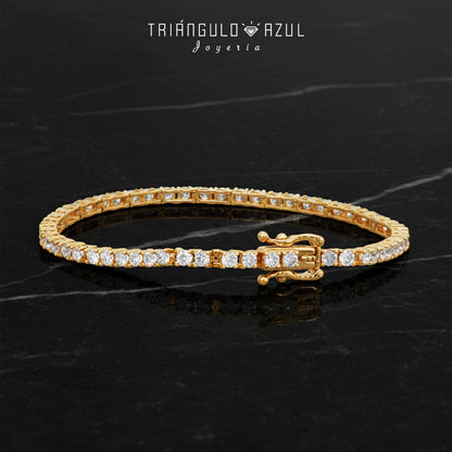 Pulsera Tenis Doble Eslabón con Diamantes con 4.65 CTS Total en Oro Amarillo de 14K