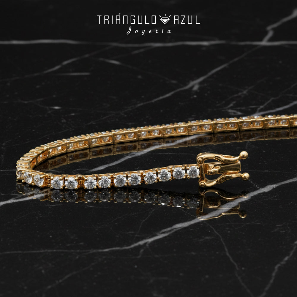 Pulsera Tenis Doble Eslabón con Diamantes con 4.65 CTS Total en Oro Amarillo de 14K