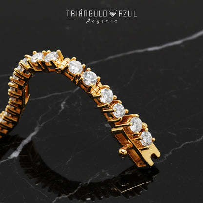 Pulsera Tenis Doble Eslabón con Diamantes con 4.65 CTS Total en Oro Amarillo de 14K