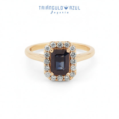 Anillo Andy con Zafiro de 1.10 CTS Total y Diamantes con 0.25 CTS Total en Oro Amarillo de 14K