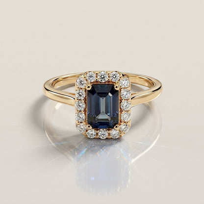 Anillo Andy con Zafiro y Diamantes en Oro Amarillo de 14K