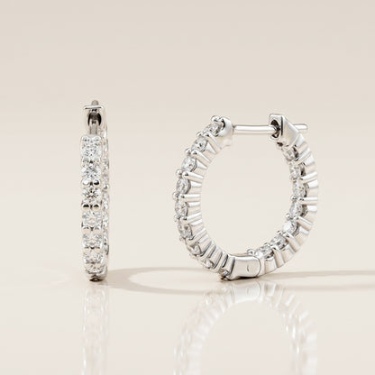 Arracadas In-Out con Diamantes en Oro Blanco de 14K