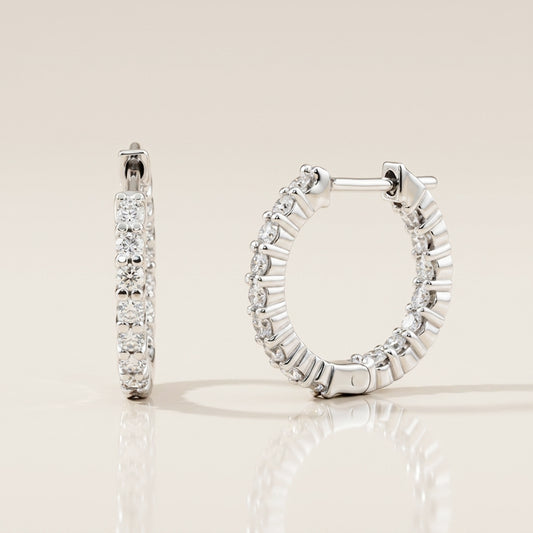 Arracadas In-Out con Diamantes en Oro Blanco de 14K