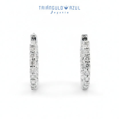 Arracadas In-Out con Diamantes con 0.94 CTS Total en Oro Blanco de 14K