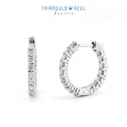 Arracadas In-Out con Diamantes con 0.94 CTS Total en Oro Blanco de 14K