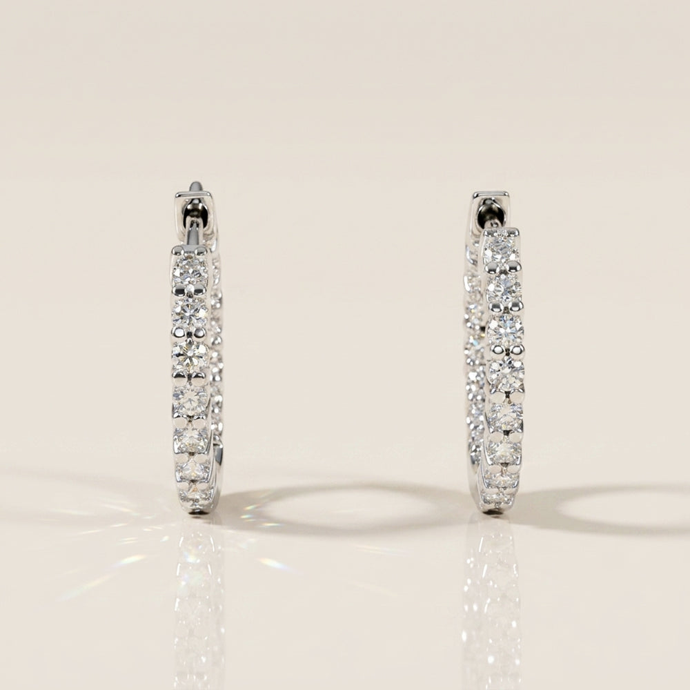 Arracadas In-Out con Diamantes en Oro Blanco de 14K