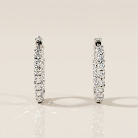 Arracadas In-Out con Diamantes en Oro Blanco de 14K