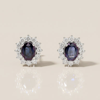 Aretes Lady D con Zafiros con 4.34 CTS Total y Diamantes con 2.05 CTS Total en Oro Blanco de 14K