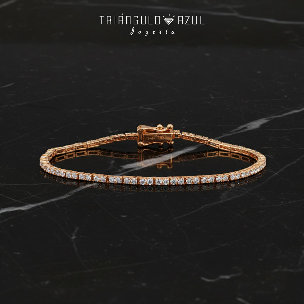 Pulsera Tenis Doble Eslabon con Diamantes con 2.05 CTS Total en Oro Amarillo de 14K