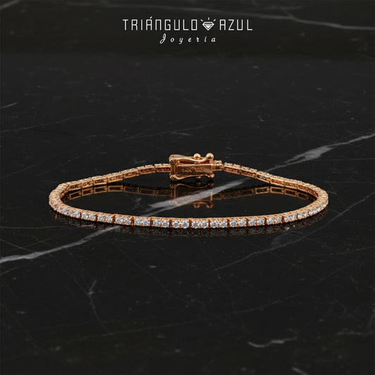 Pulsera Tenis Doble Eslabon con Diamantes con 2.05 CTS Total en Oro Amarillo de 14K