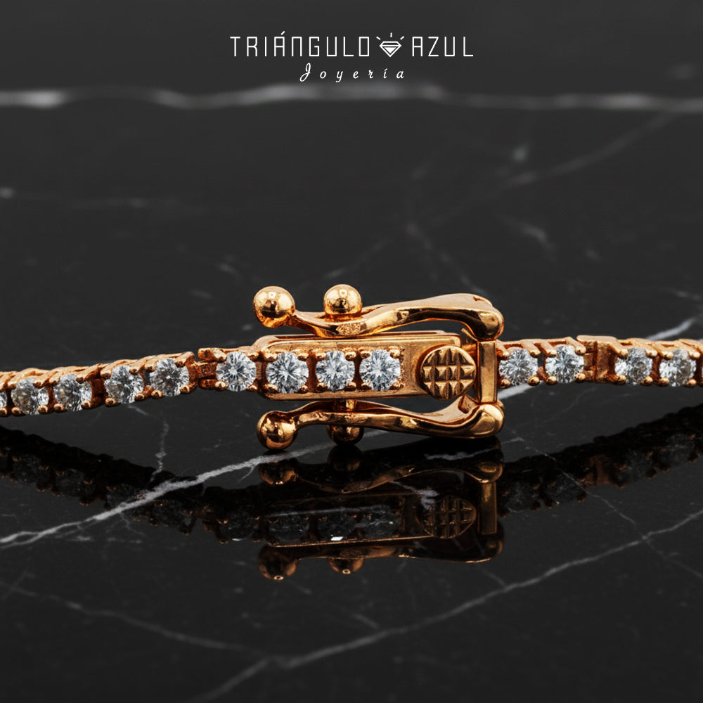 Pulsera Tenis Doble Eslabon con Diamantes con 2.05 CTS Total en Oro Amarillo de 14K