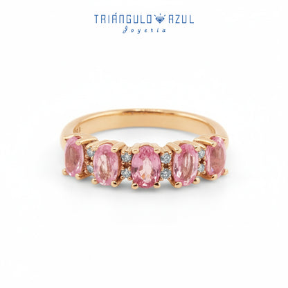 Churumbela Camila con Zafiros Rosas con 1.60 CTS Total y Diamantes con 0.08 CTS Total en Oro Amarillo de 14K