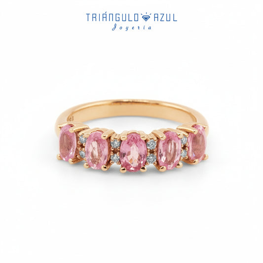 Churumbela Camila con Zafiros Rosas con 1.60 CTS Total y Diamantes con 0.08 CTS Total en Oro Amarillo de 14K