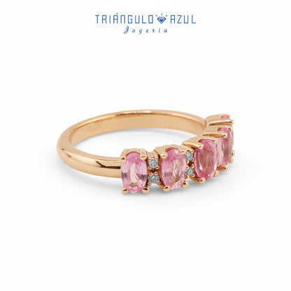 Churumbela Camila con Zafiros Rosas con 1.60 CTS Total y Diamantes con 0.08 CTS Total en Oro Amarillo de 14K