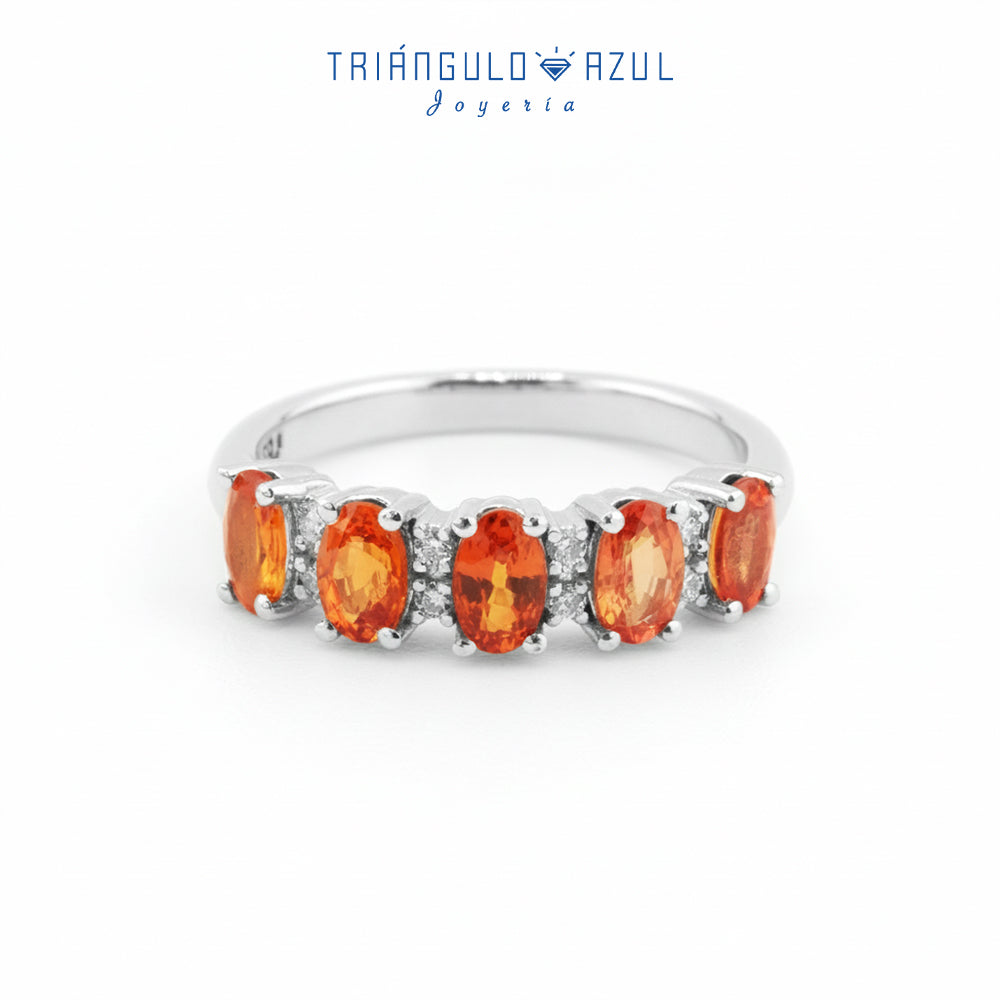 Churumbela Camila con Zafiros Naranjas con 1.52 CTS Total y Diamantes con 0.08 CTS Total en Oro Blanco de 14K