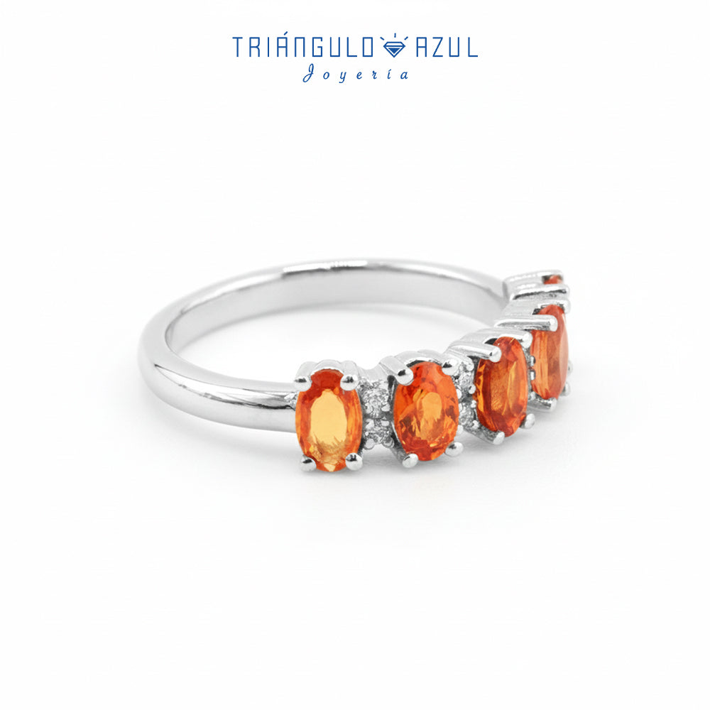 Churumbela Camila con Zafiros Naranjas con 1.52 CTS Total y Diamantes con 0.08 CTS Total en Oro Blanco de 14K