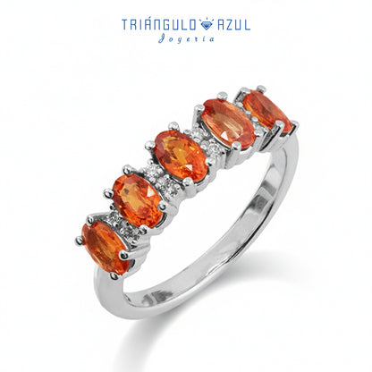 Churumbela Camila con Zafiros Naranjas con 1.52 CTS Total y Diamantes con 0.08 CTS Total en Oro Blanco de 14K