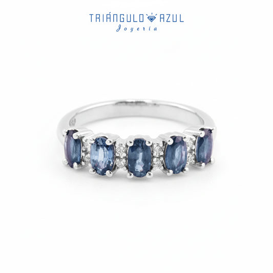 Churumbela Camila con Zafiros con 1.50 CTS Total Y Diamantes con 0.08 CTS Total en Oro Blanco de 14K