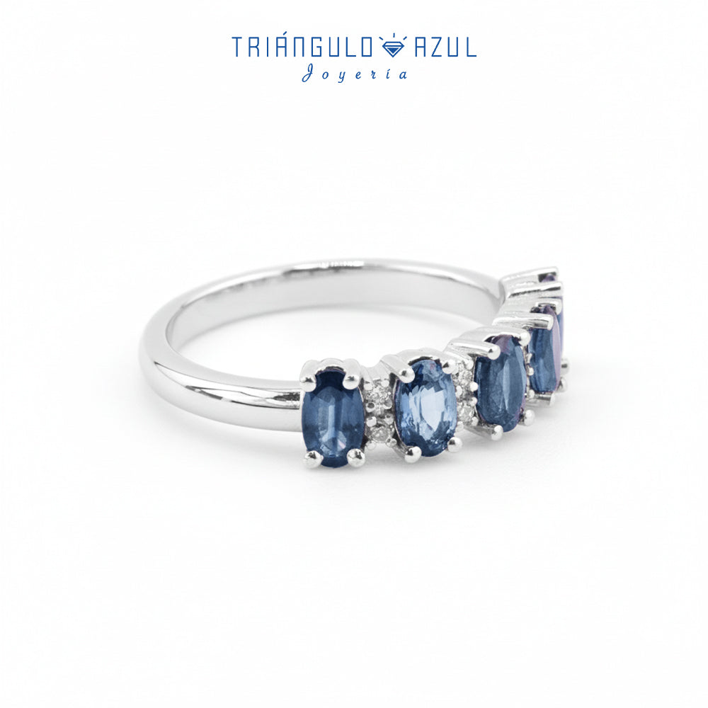 Churumbela Camila con Zafiros con 1.50 CTS Total Y Diamantes con 0.08 CTS Total en Oro Blanco de 14K